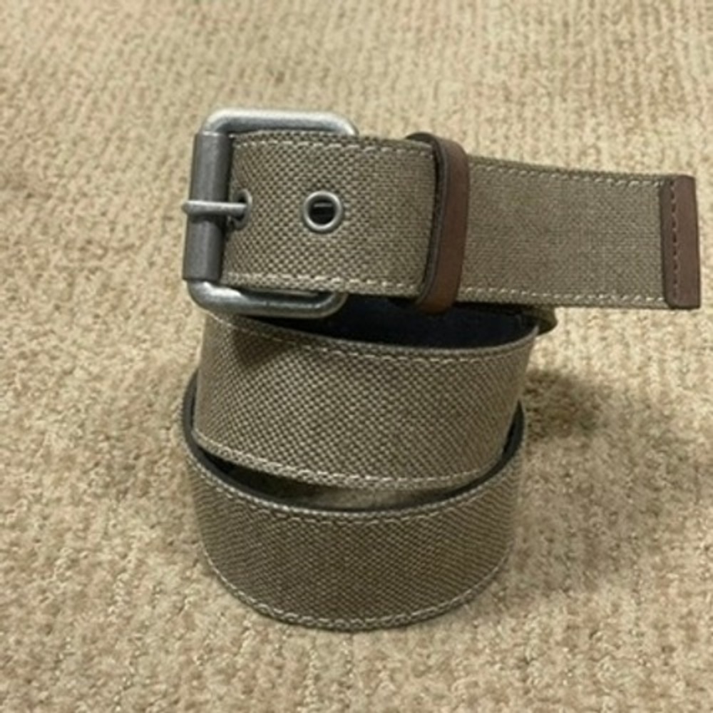 Lucky‎ Brand Canvas Leather Belt Mens 32 Khaki Brown Rugged Gorpcore Workwear